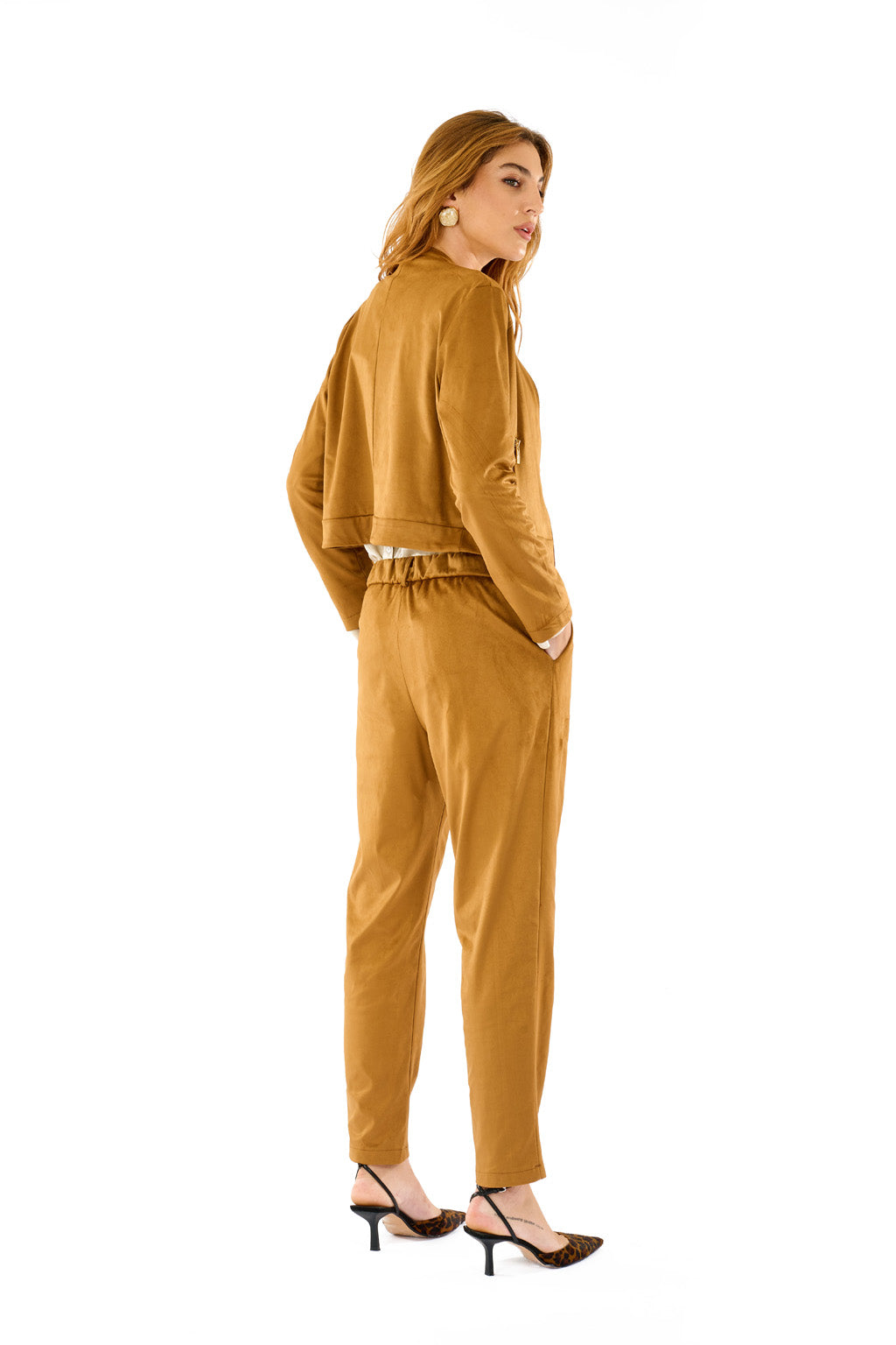 Pantaloni effetto suede