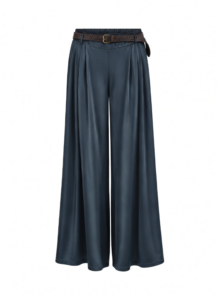 Pantaloni palazzo fluidi con cintura