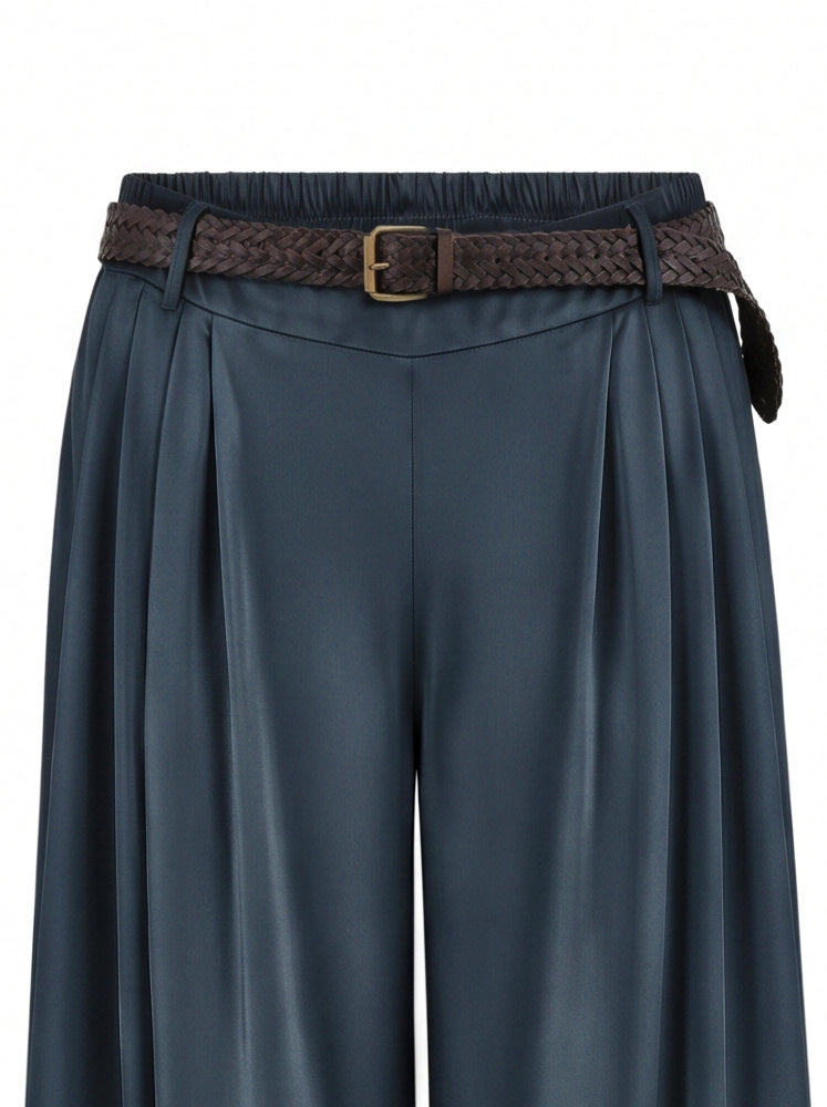 Pantaloni palazzo fluidi con cintura