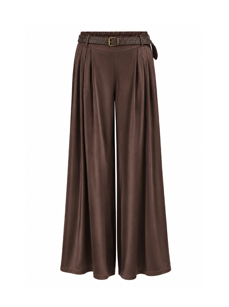 Pantaloni palazzo fluidi con cintura