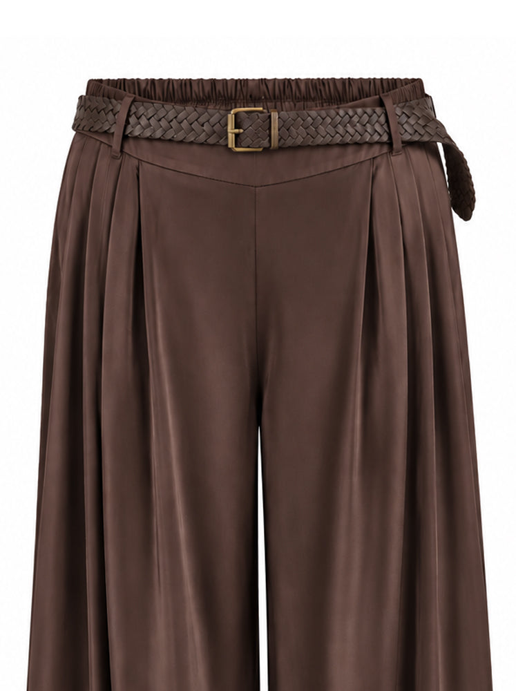 Pantaloni palazzo fluidi con cintura