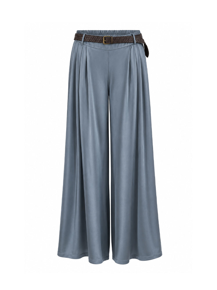 Pantaloni palazzo fluidi con cintura