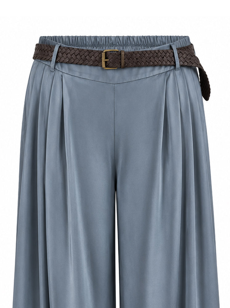 Pantaloni palazzo fluidi con cintura