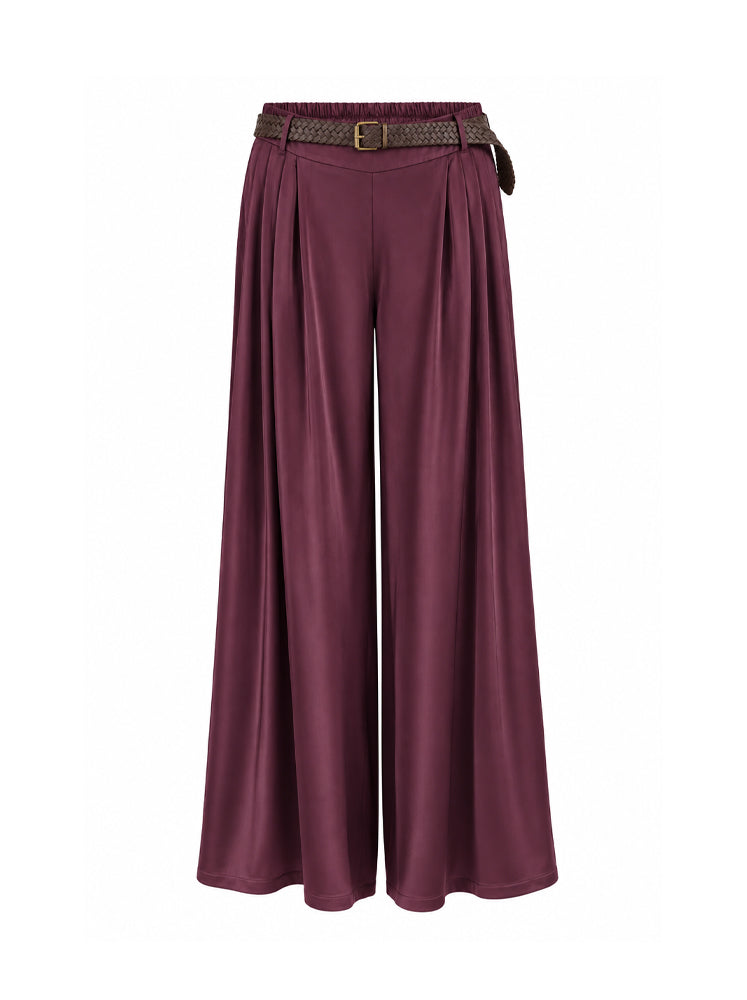 Pantaloni palazzo fluidi con cintura