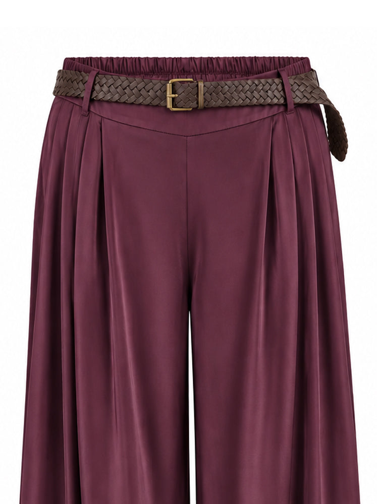 Pantaloni palazzo fluidi con cintura