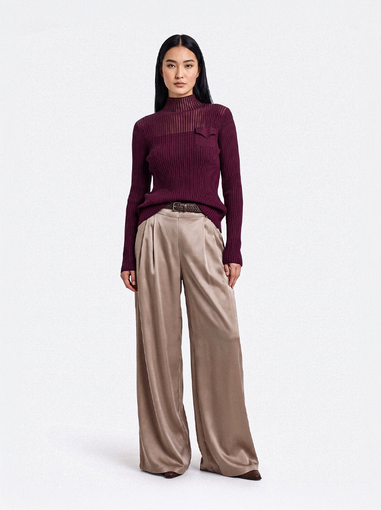 Pantaloni palazzo fluidi con cintura