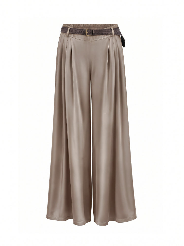 Pantaloni palazzo fluidi con cintura