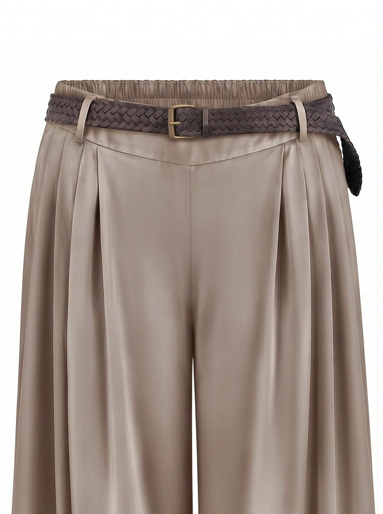 Pantaloni palazzo fluidi con cintura