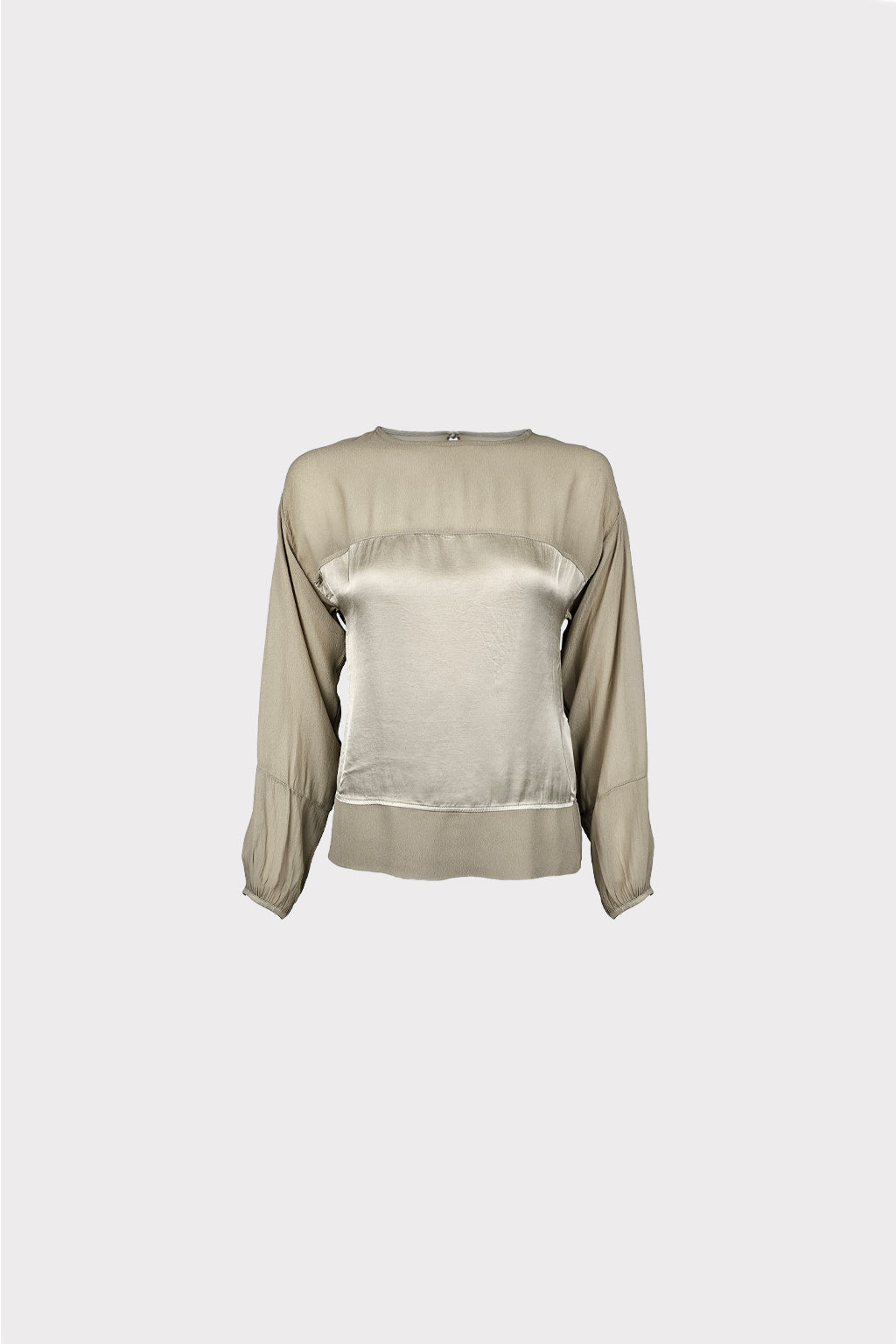 Blusa bimaterica con trasparenze