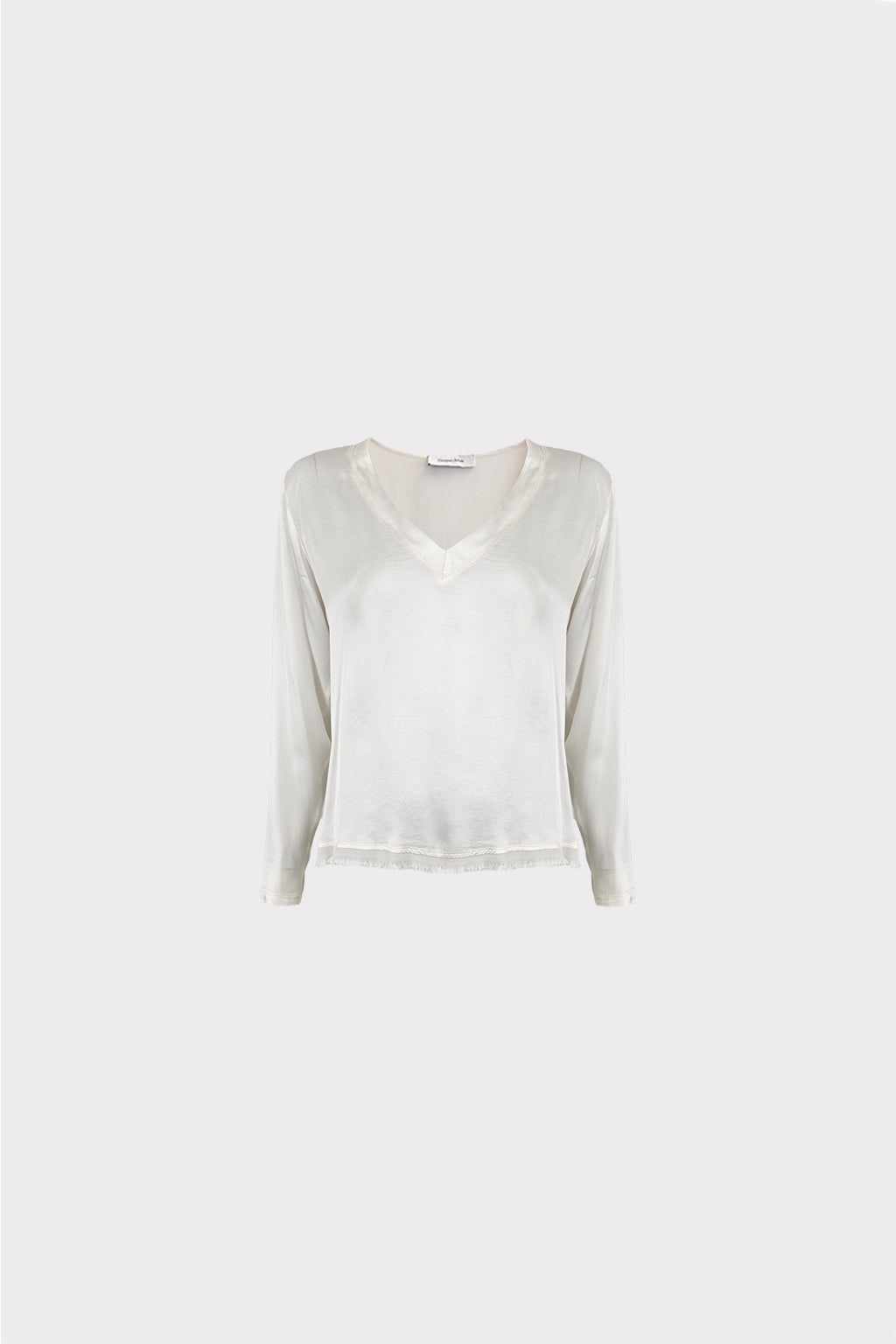 Maglia satin scollo "V"