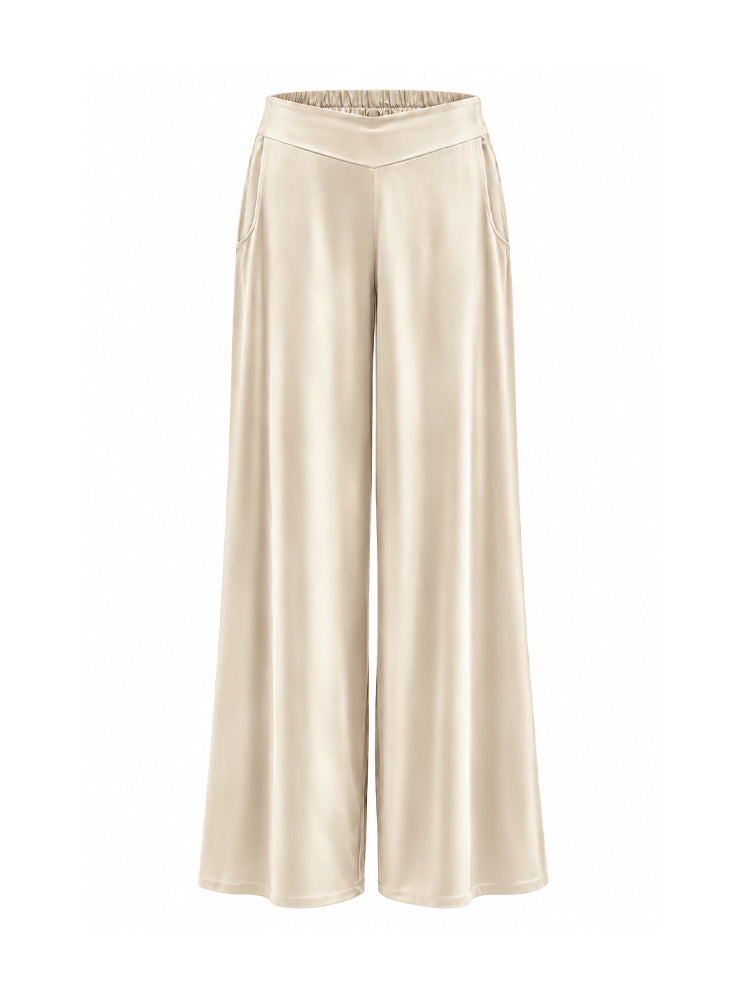 Pantaloni satin con retro elastico