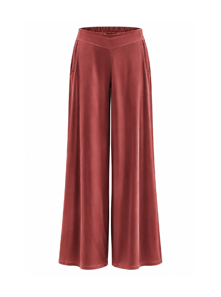 Pantaloni satin con retro elastico