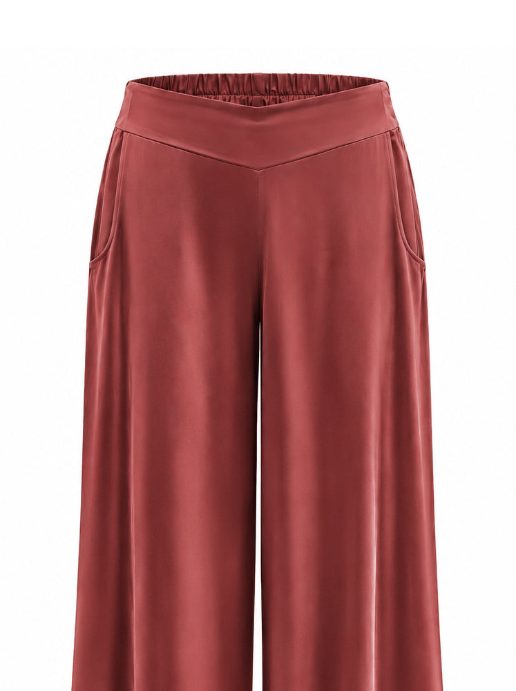 Pantaloni satin con retro elastico
