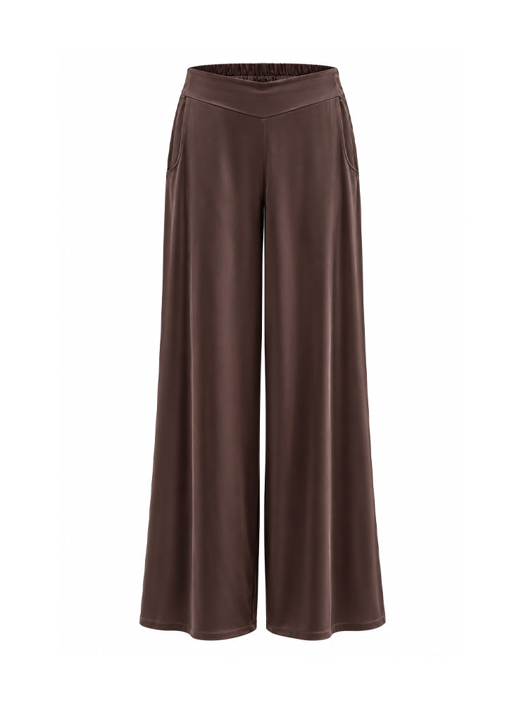 Pantaloni satin con retro elastico