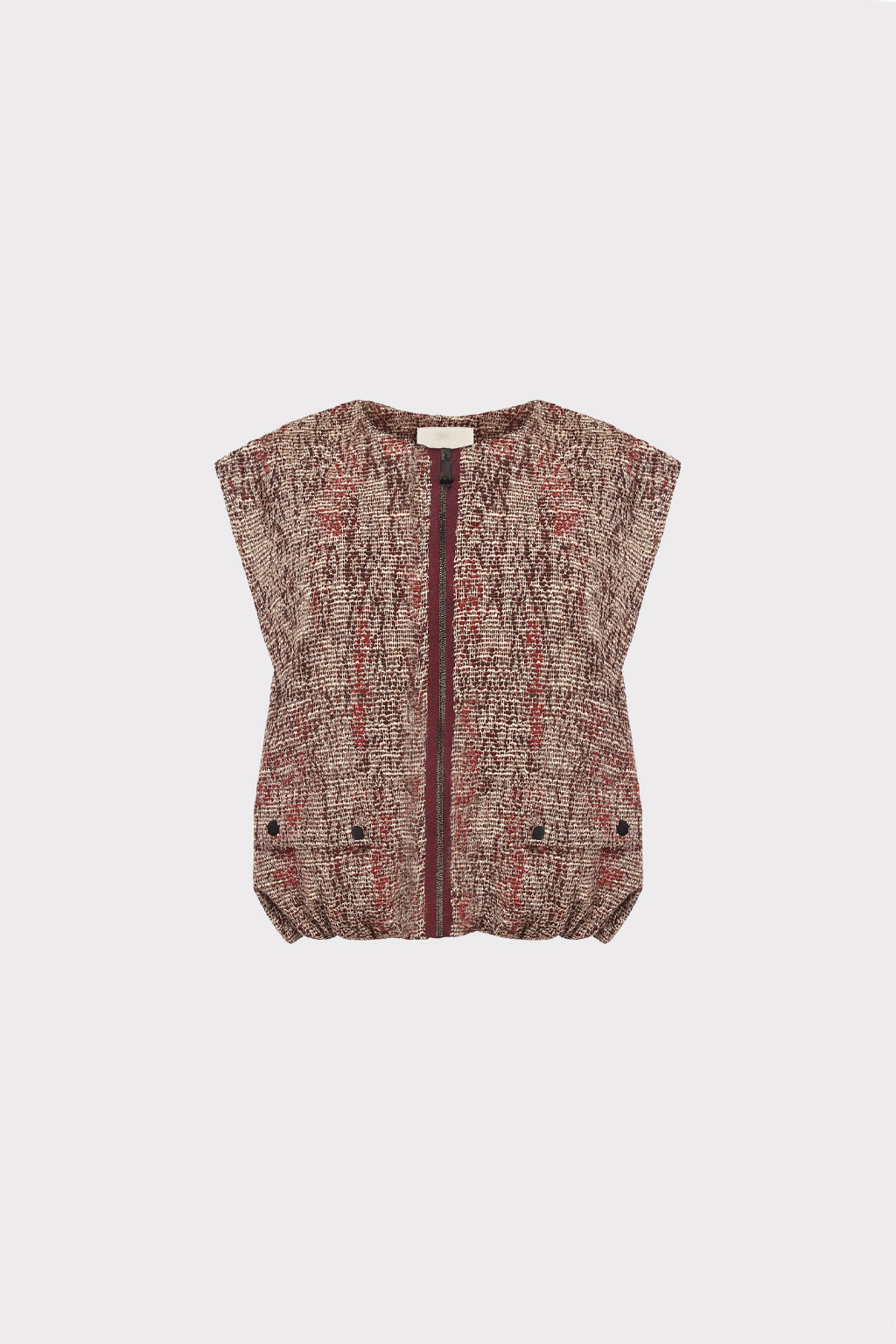 Gilet tweed con zip
