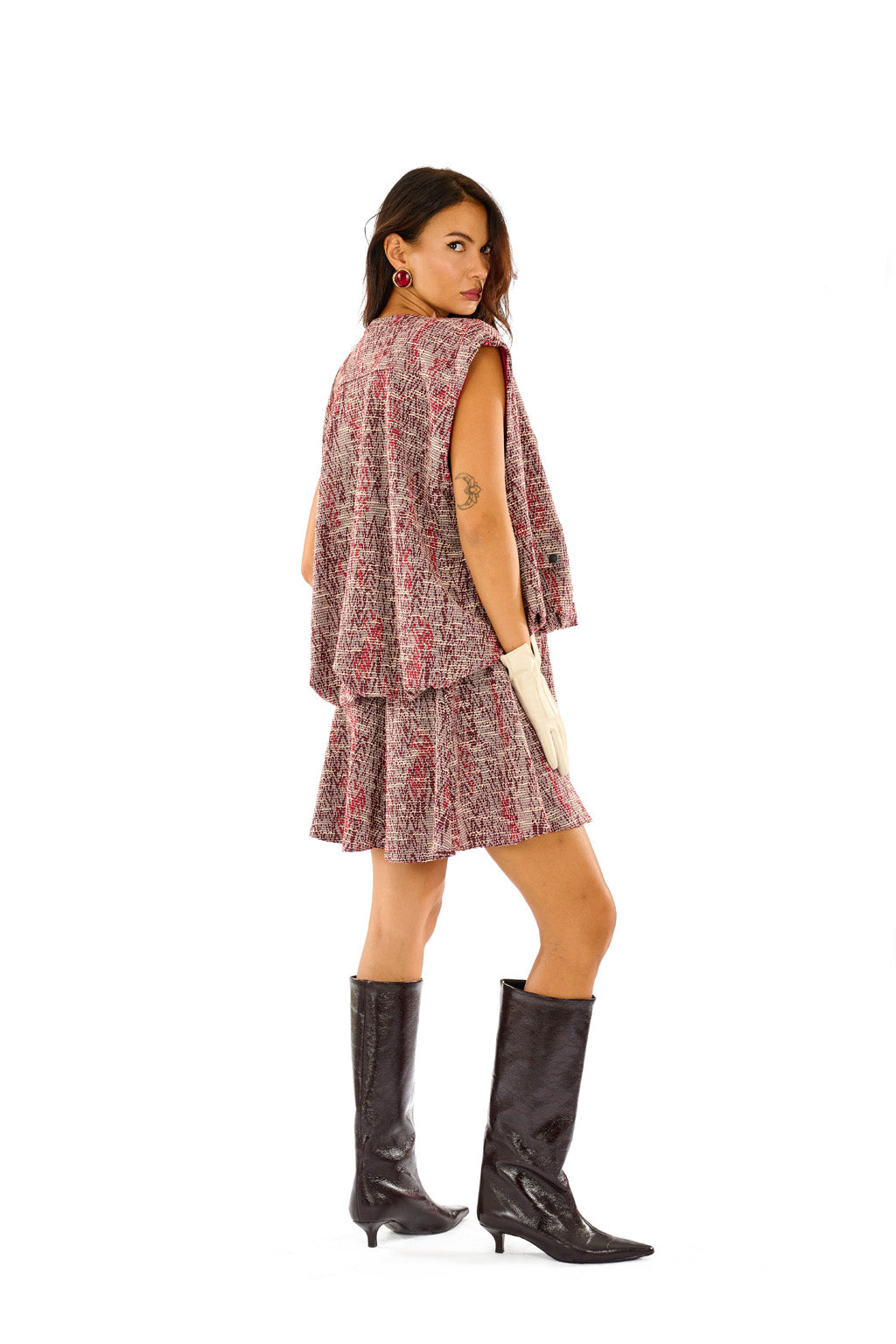 Gilet tweed con zip