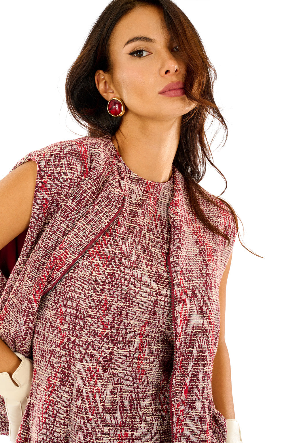 Gilet tweed con zip