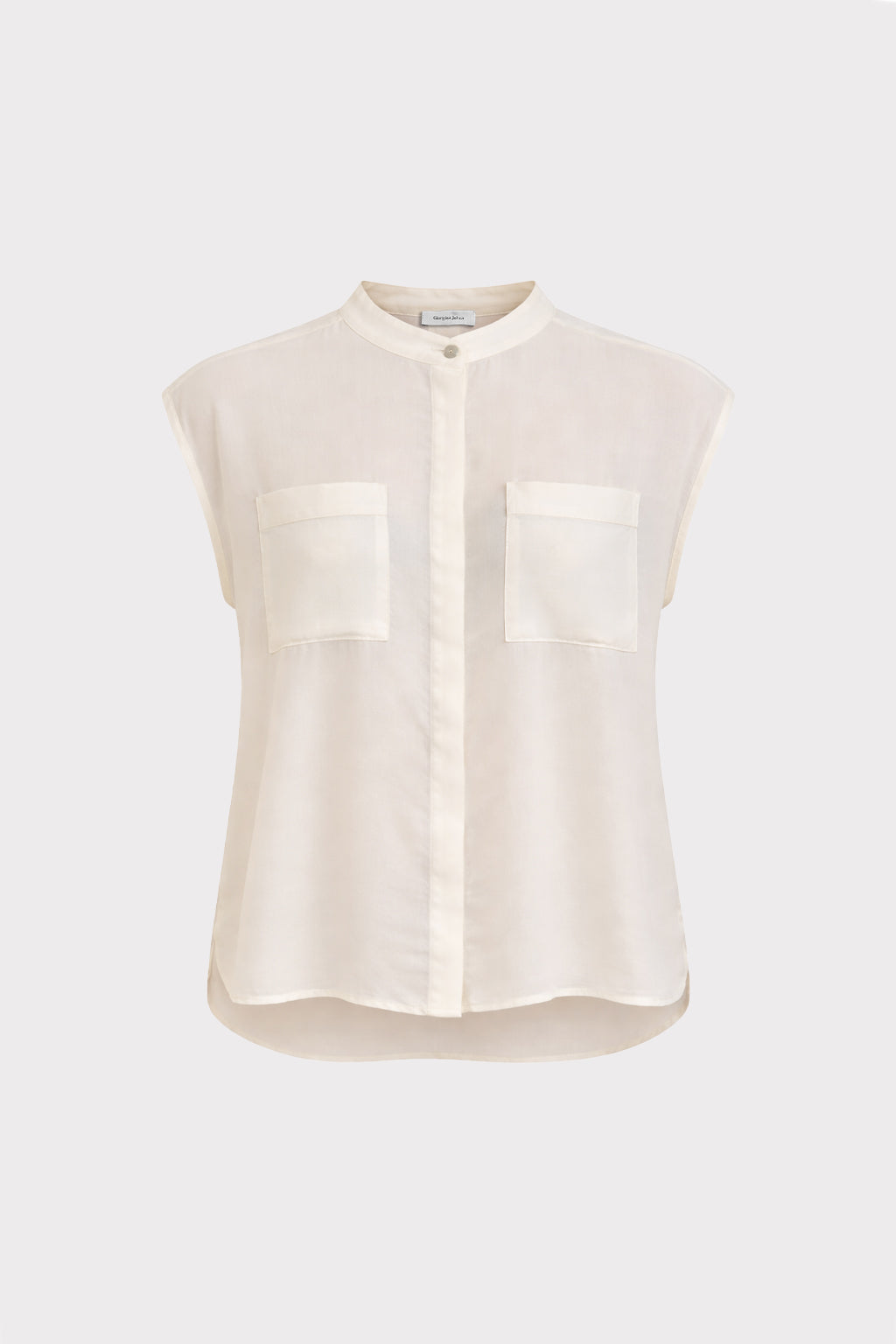 Camicia in crepe con taschini