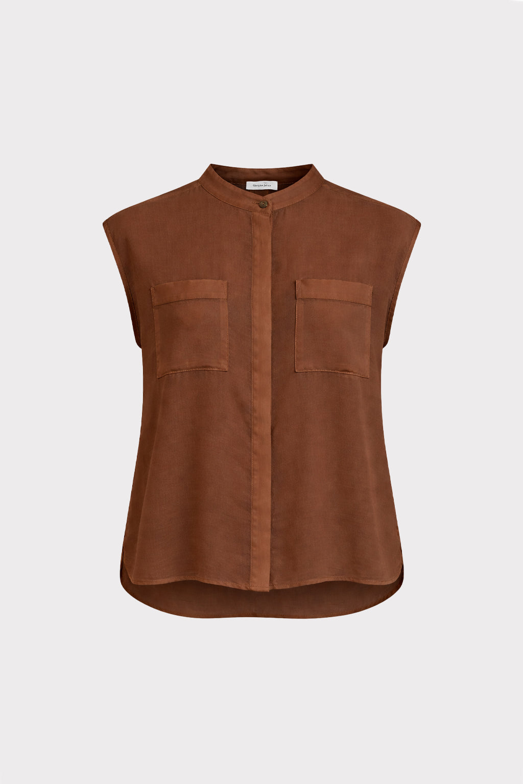 Camicia in crepe con taschini