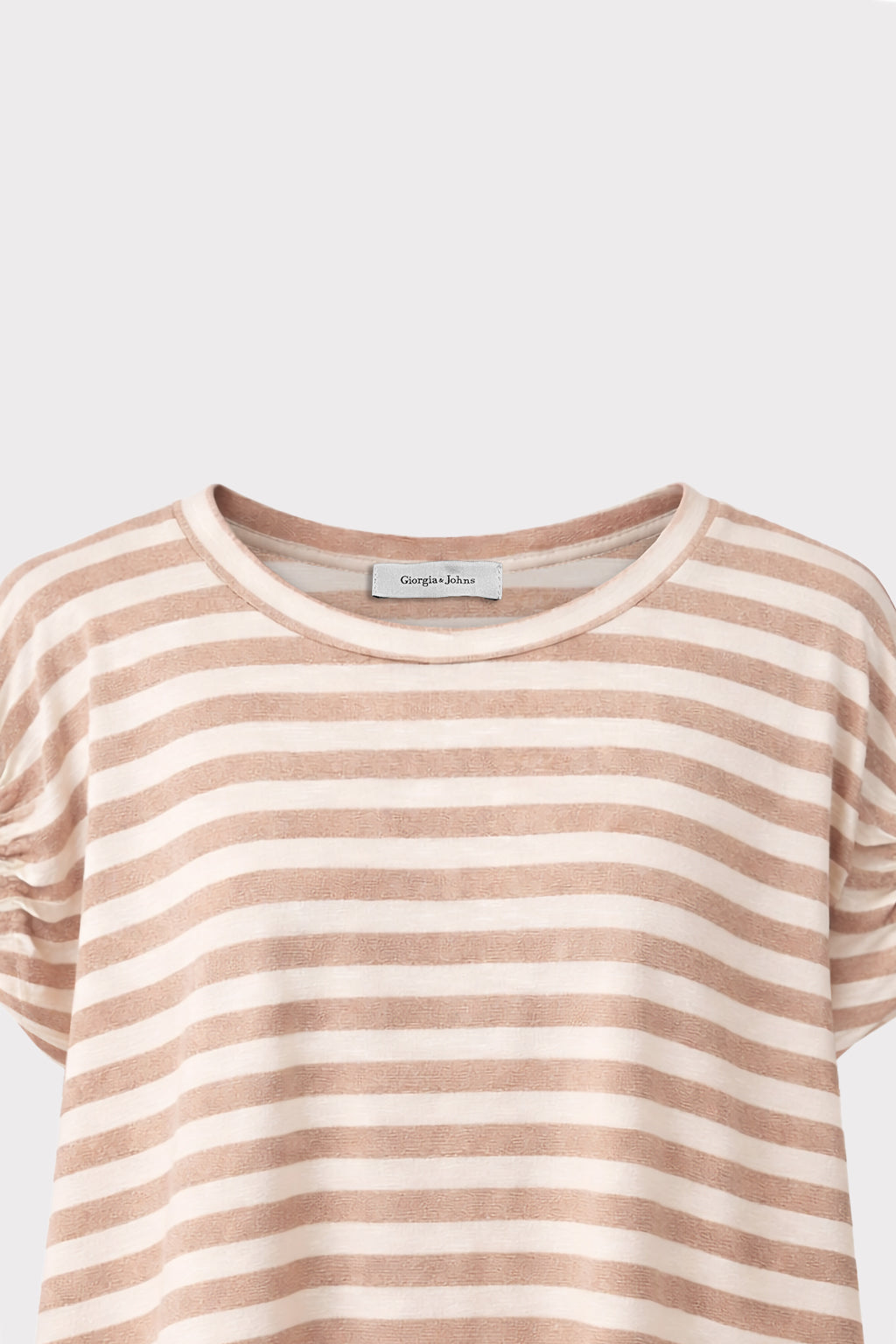 Top righe lurex maniche arriccio
