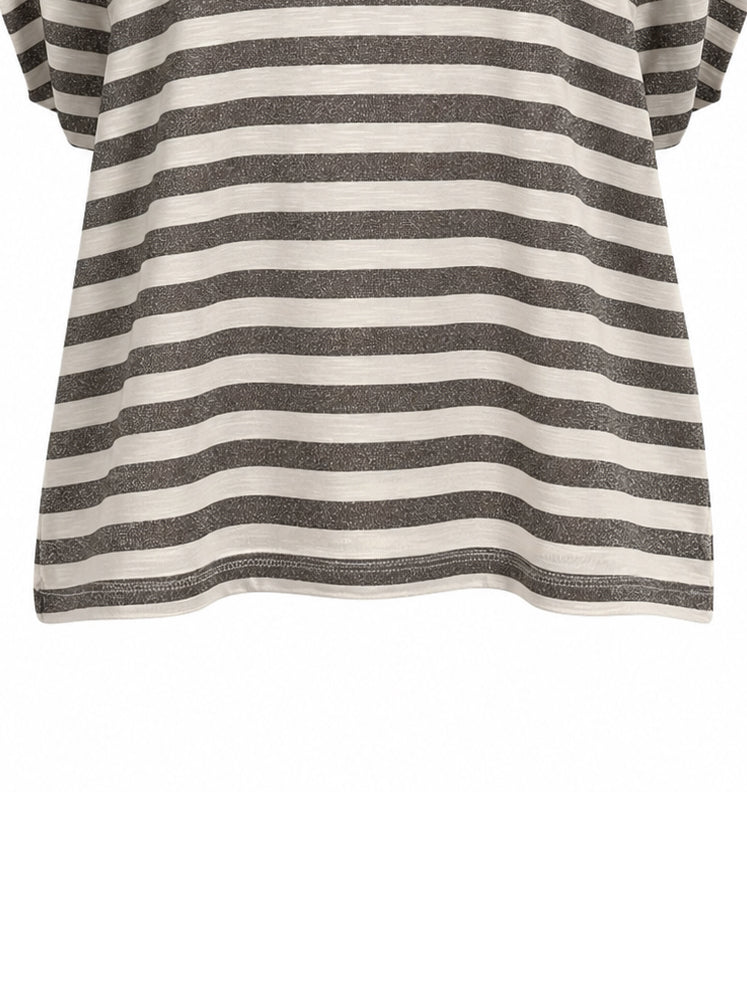 Top righe lurex maniche arriccio