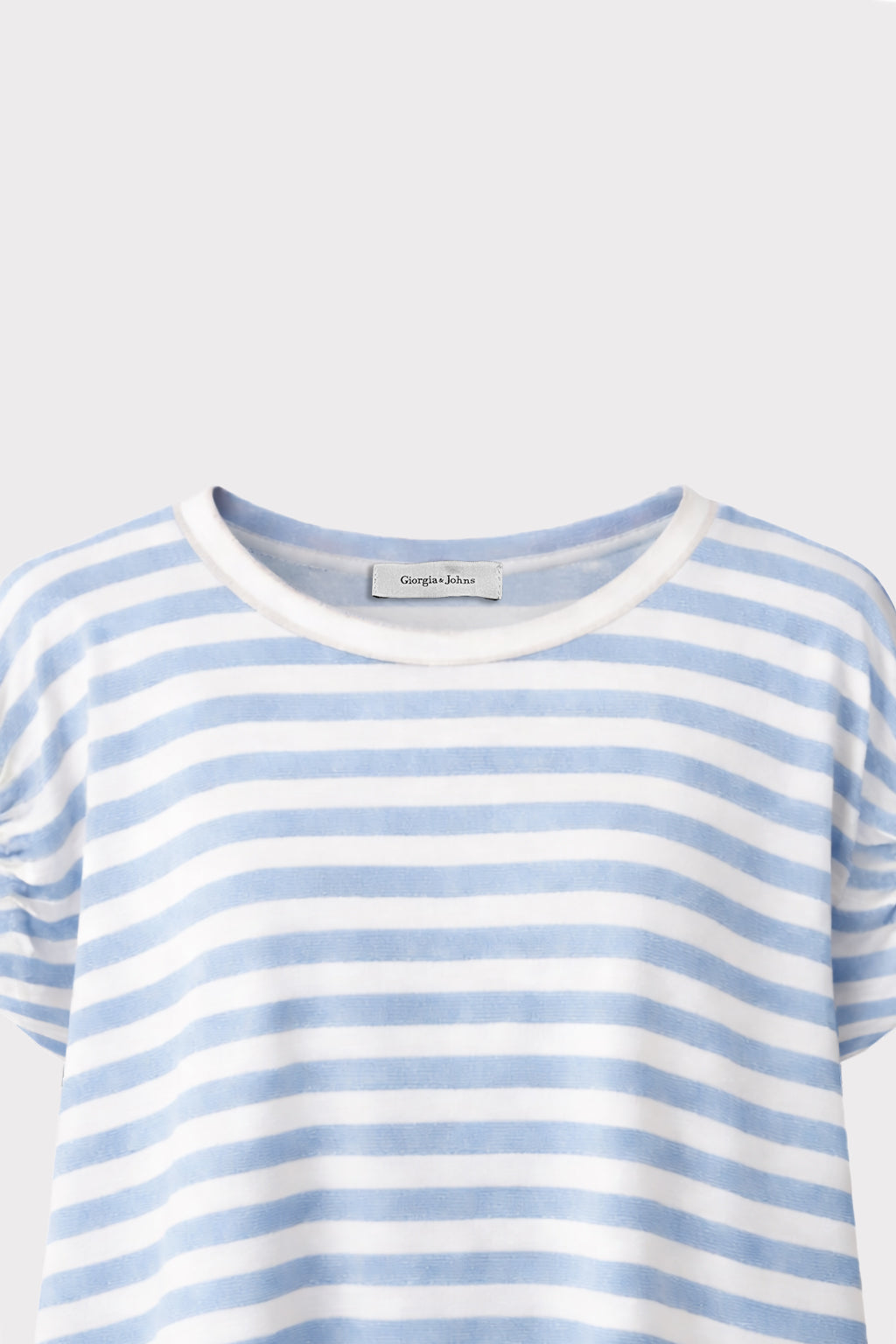 Top righe lurex maniche arriccio