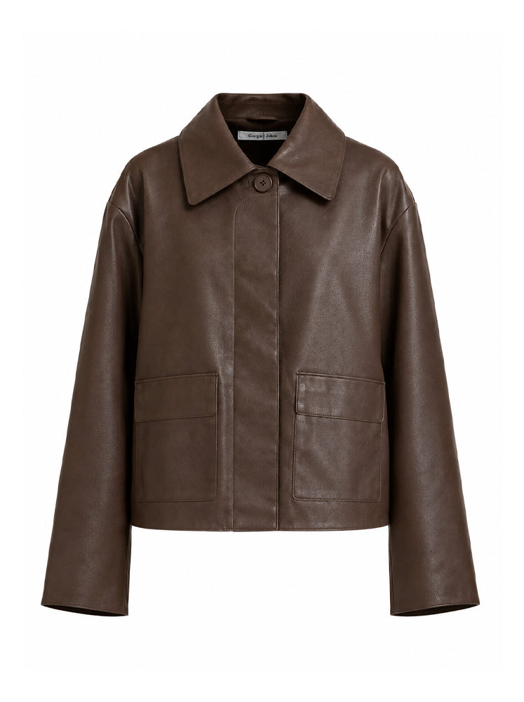 Giacca boxy in ecopelle