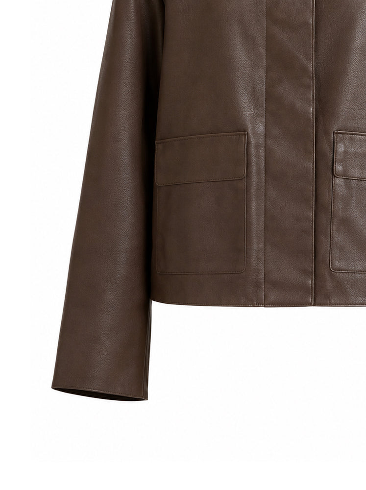 Giacca boxy in ecopelle