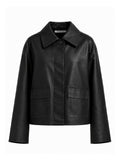 Giacca boxy in ecopelle