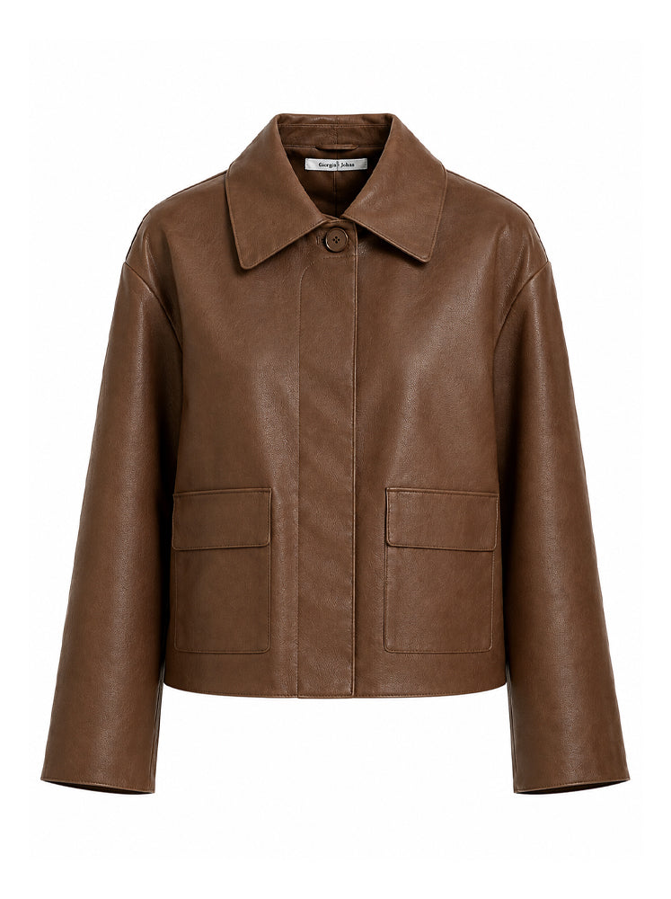 Giacca boxy in ecopelle