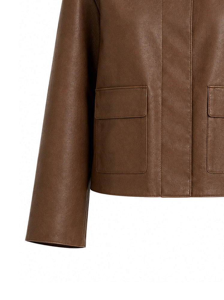 Giacca boxy in ecopelle