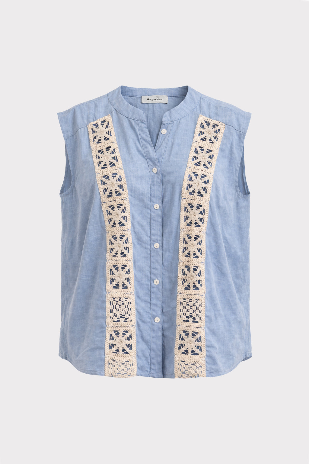 Blusa smanicata inserto pizzo