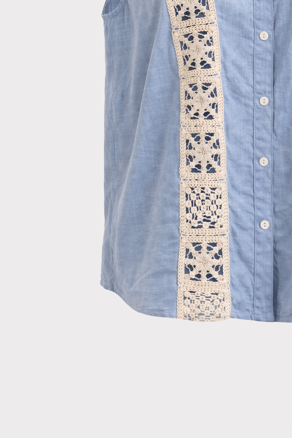 Blusa smanicata inserto pizzo