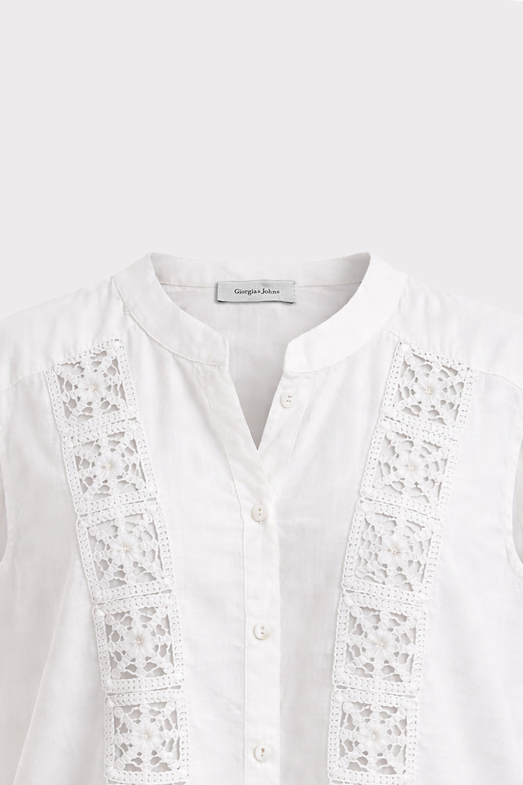 Blusa smanicata inserto pizzo