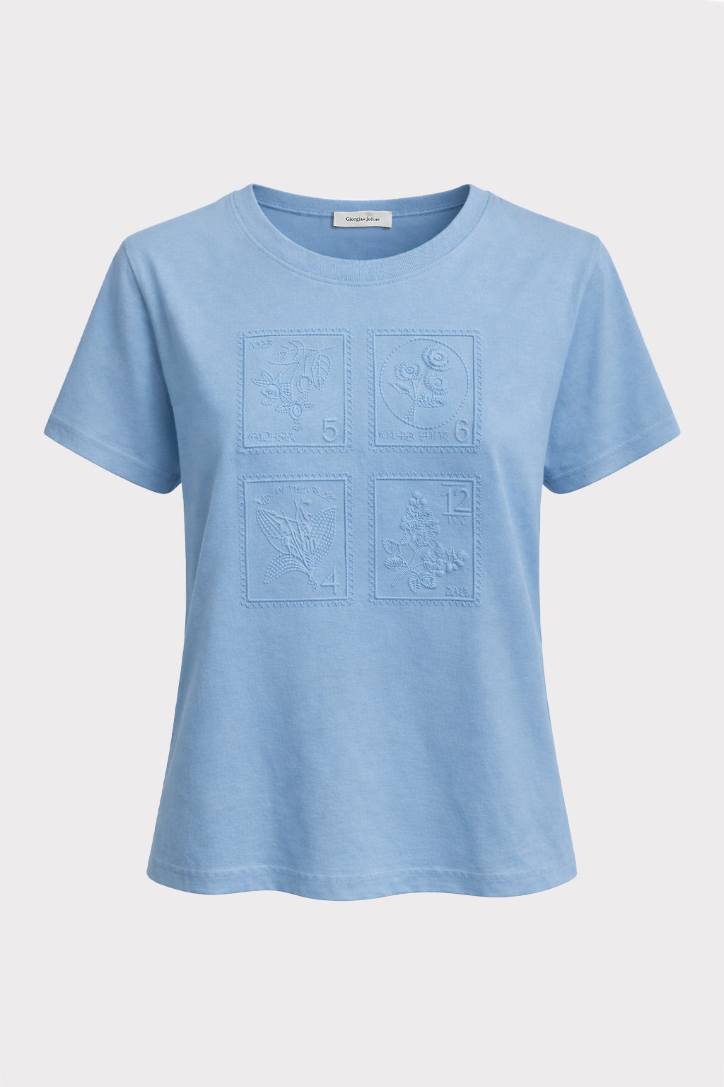 T shirt ricamo geometrico