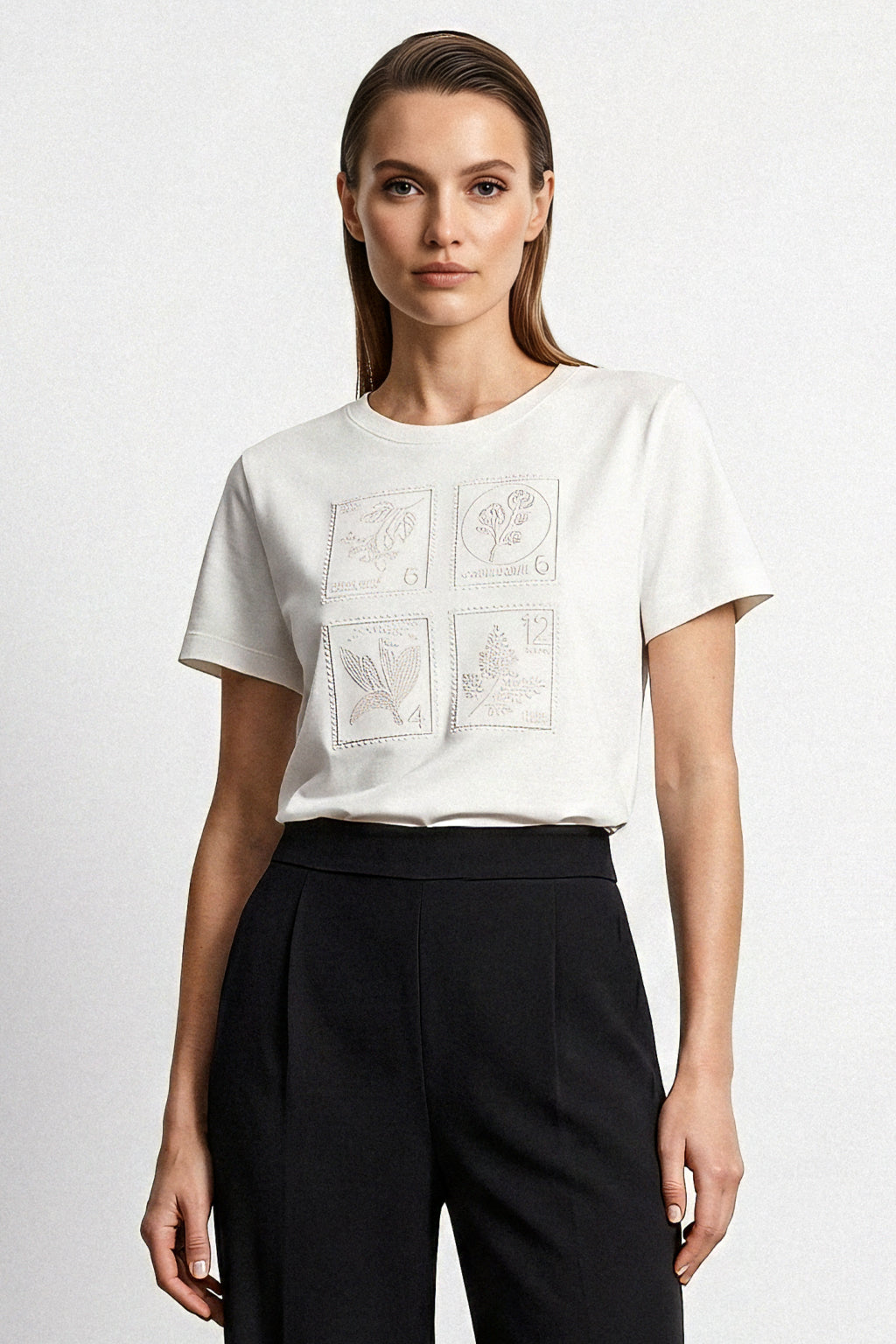 T shirt ricamo geometrico