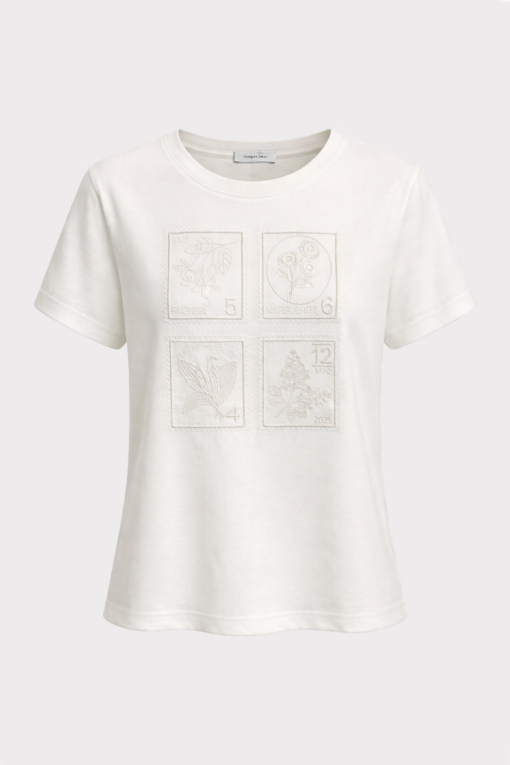 T shirt ricamo geometrico
