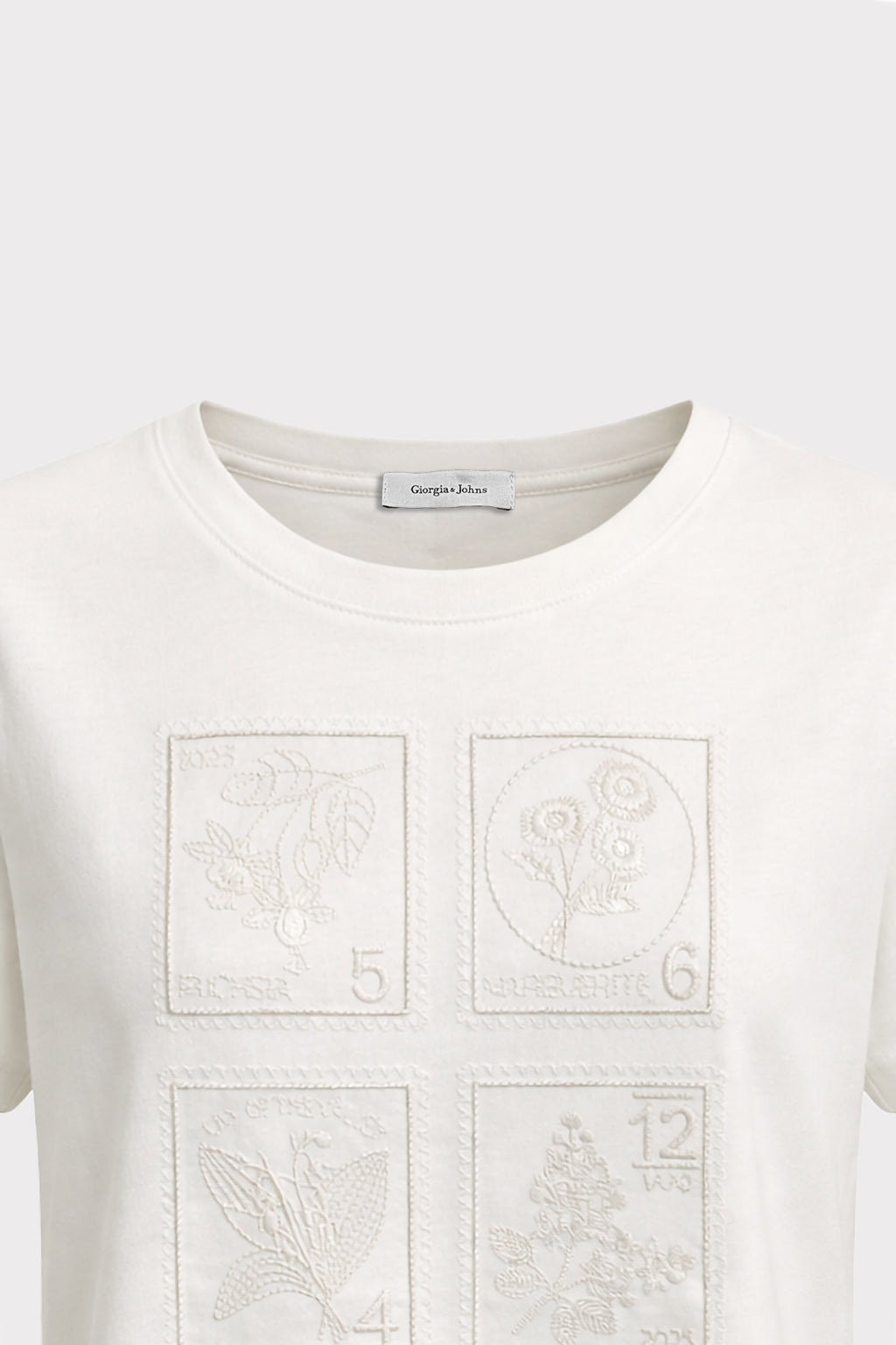 T shirt ricamo geometrico