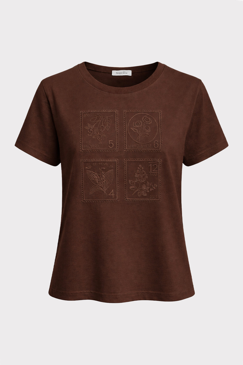 T shirt ricamo geometrico