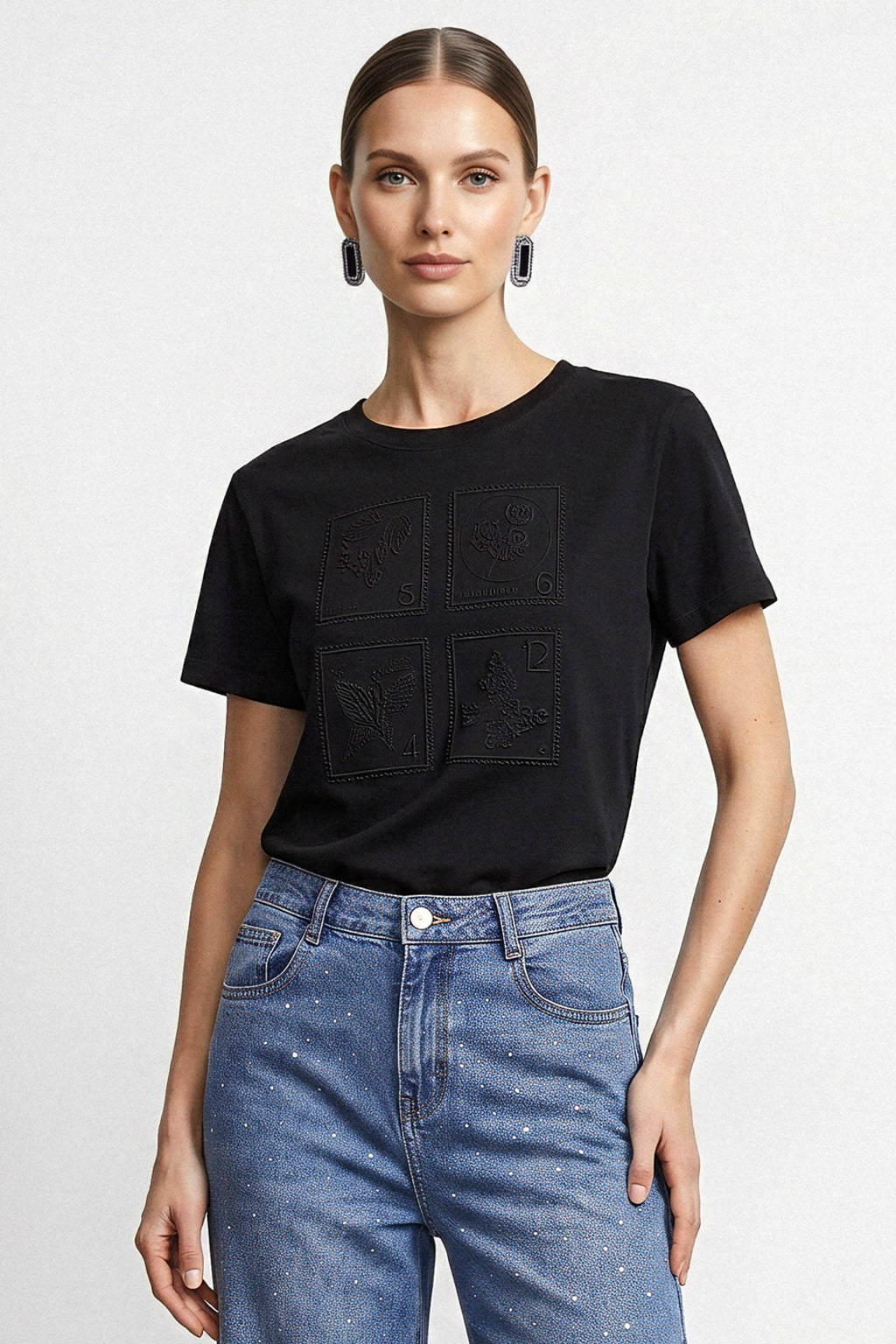 T shirt ricamo geometrico