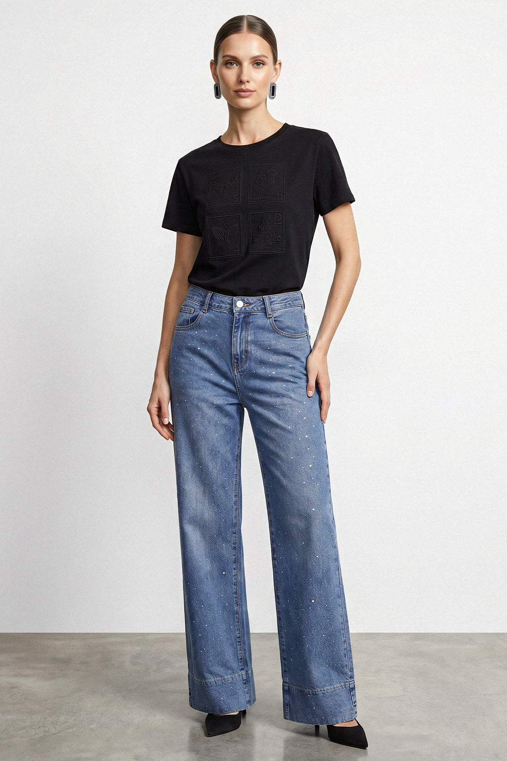 T shirt ricamo geometrico