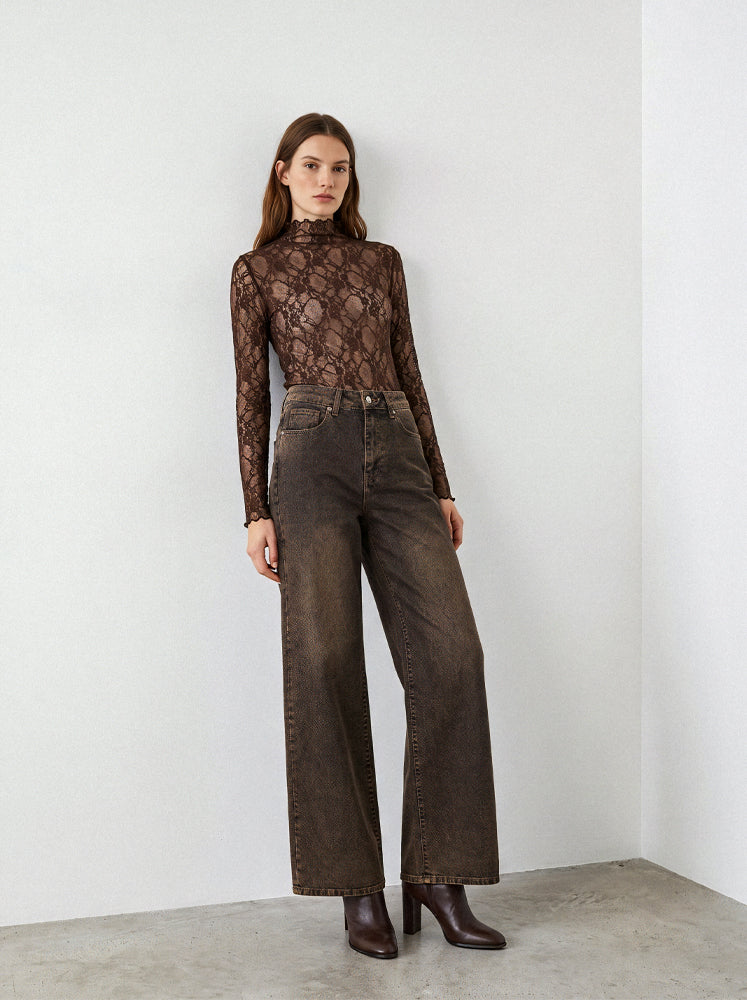 Jeans wide leg a vita alta
