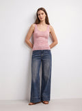 Jeans wide leg con risvolto al fondo
