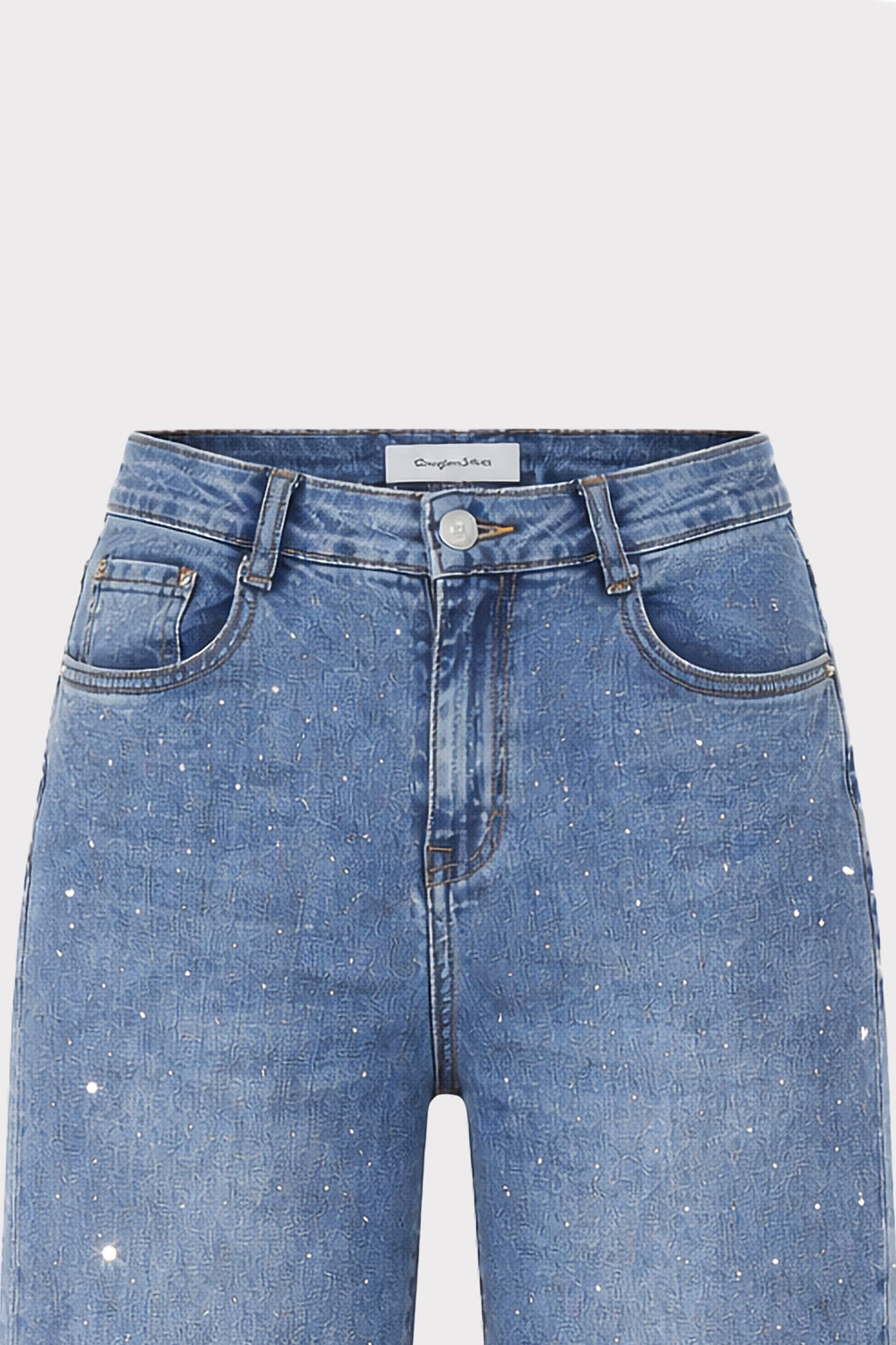 Jeans wide leg con strass