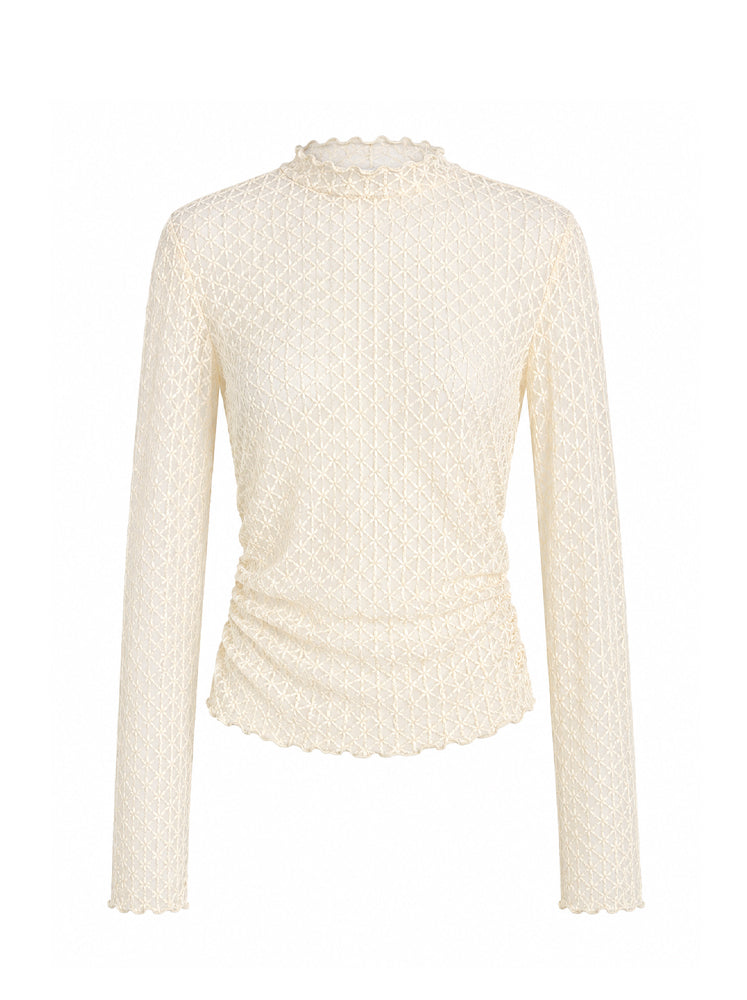Top a rete con drappeggio laterale