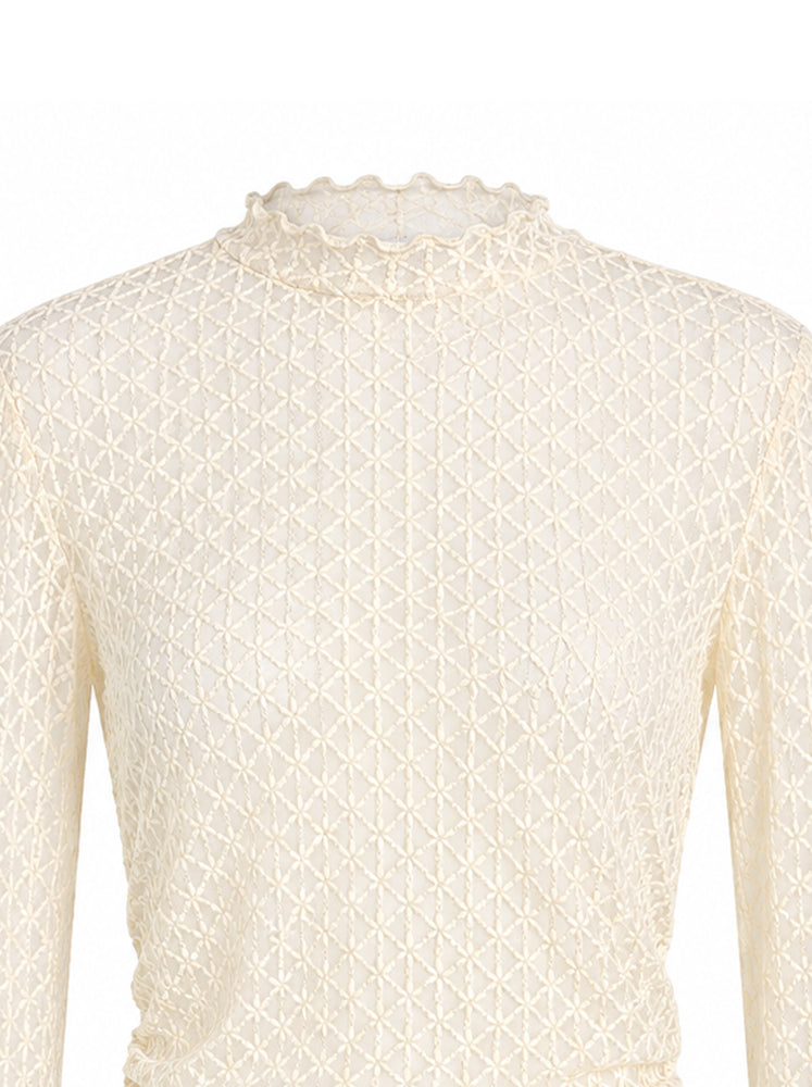 Top a rete con drappeggio laterale