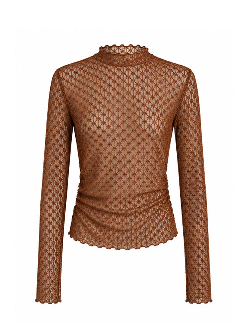 Top a rete con drappeggio laterale