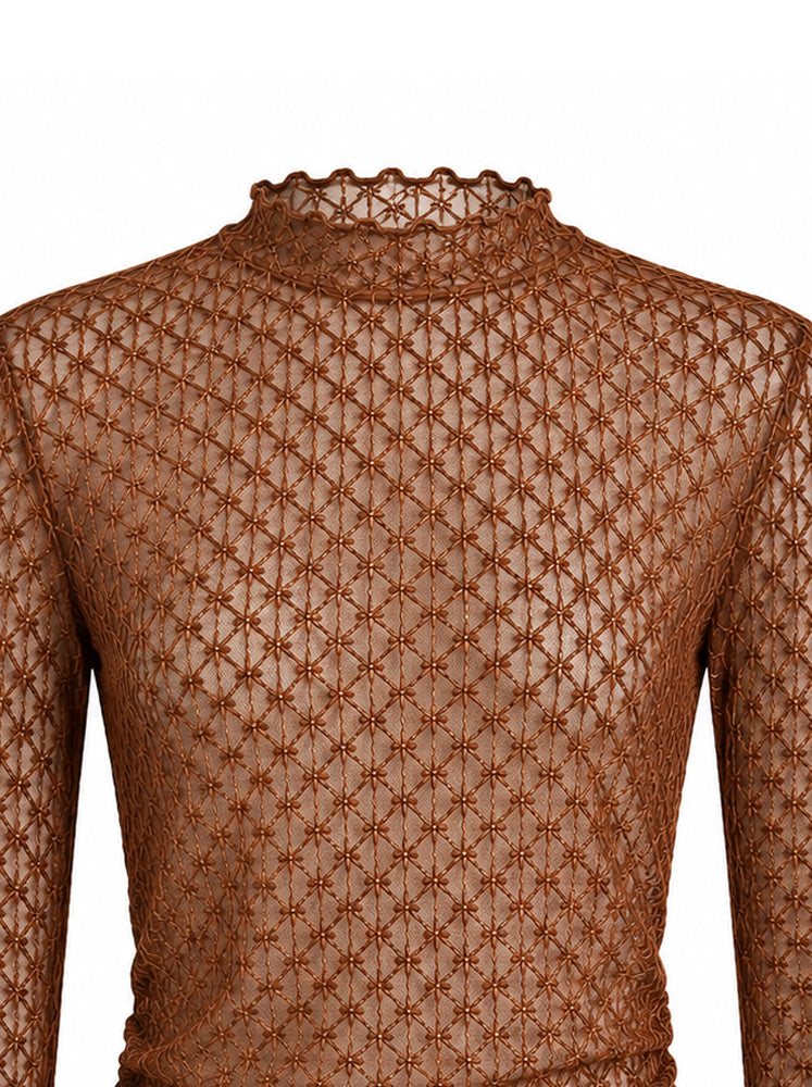 Top a rete con drappeggio laterale