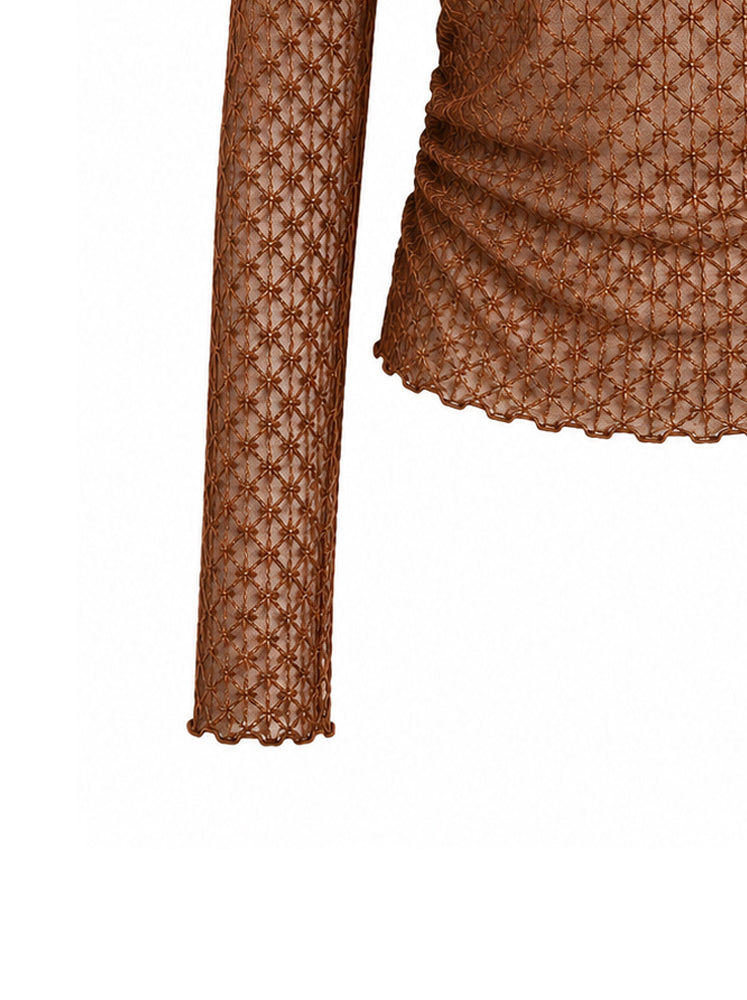 Top a rete con drappeggio laterale
