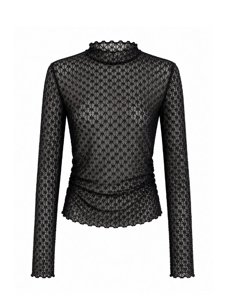 Top a rete con drappeggio laterale
